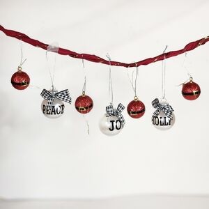 SANTA BELTS PEACE JOY AND HOLLY CHRISTMAS ORNAMENTS